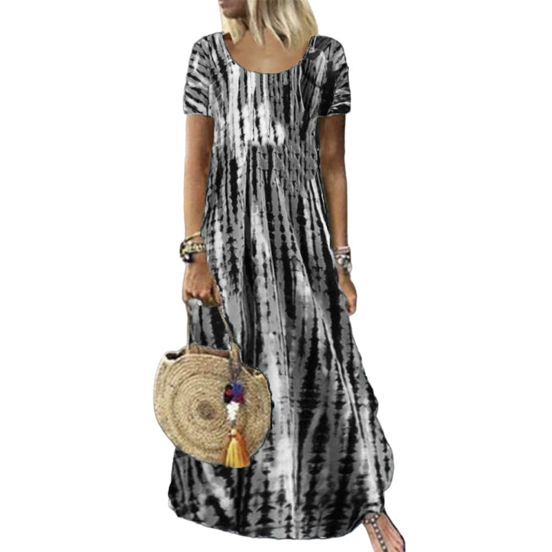 Damen lässig locker sitzendes Batikdruck-Kleid