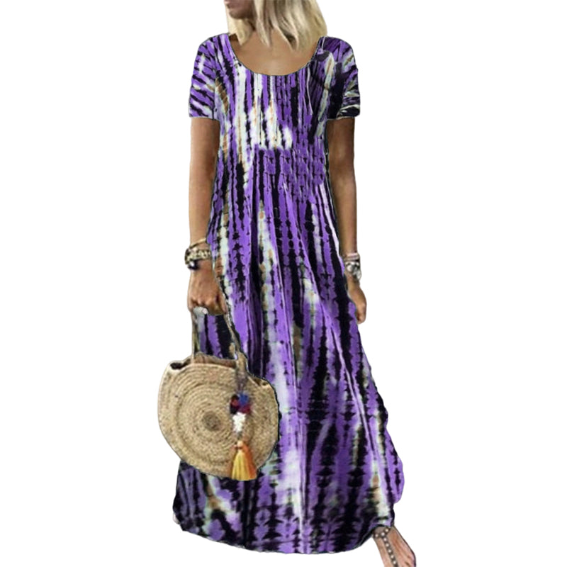 Damen lässig locker sitzendes Batikdruck-Kleid