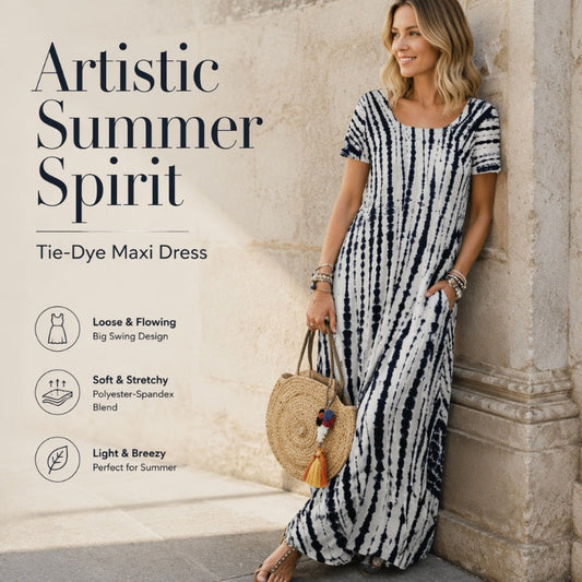 Damen lässig locker sitzendes Batikdruck-Kleid