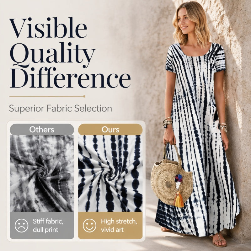 Damen lässig locker sitzendes Batikdruck-Kleid