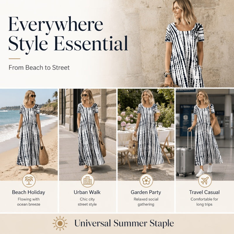Damen lässig locker sitzendes Batikdruck-Kleid