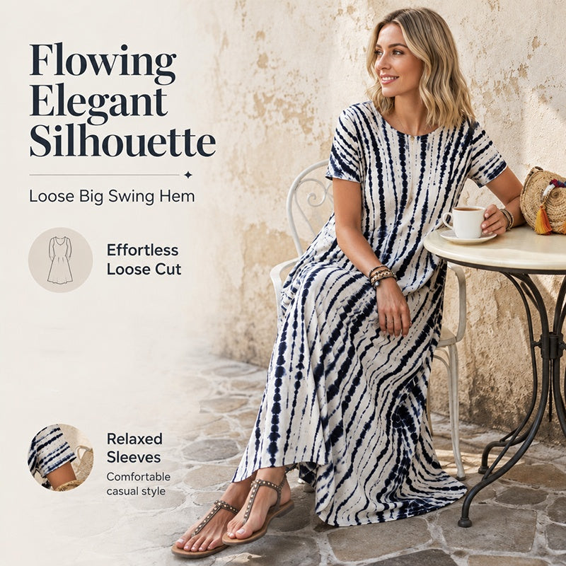 Damen lässig locker sitzendes Batikdruck-Kleid