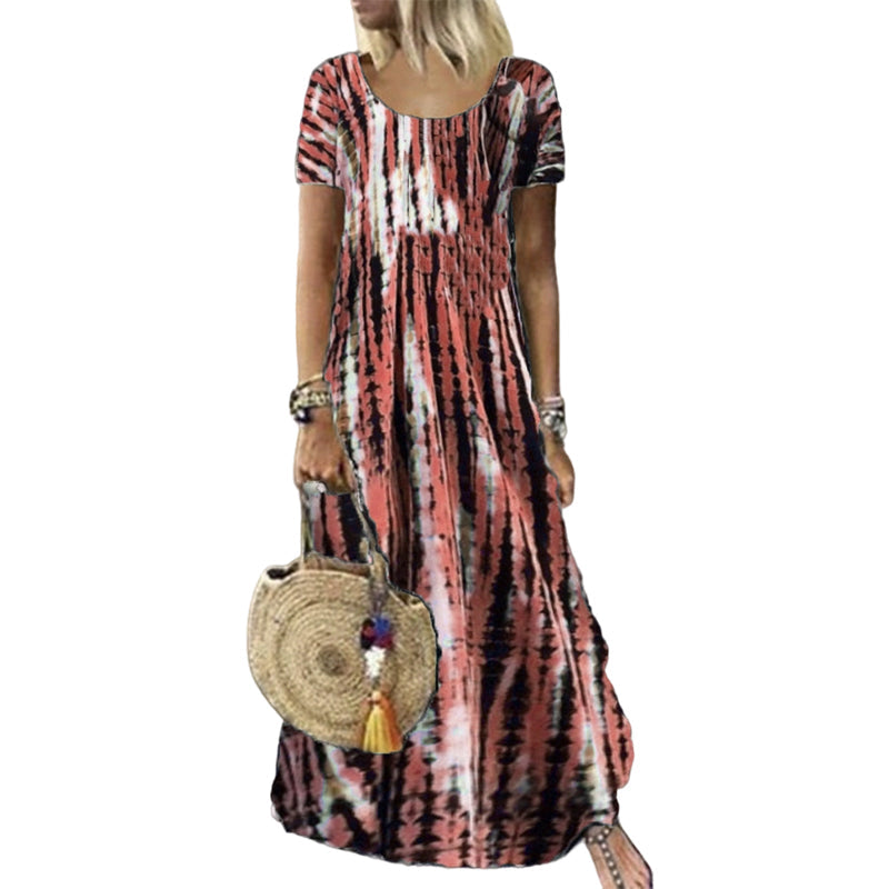 Damen lässig locker sitzendes Batikdruck-Kleid
