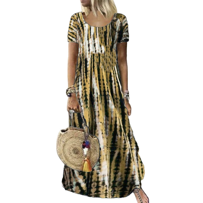 Damen lässig locker sitzendes Batikdruck-Kleid