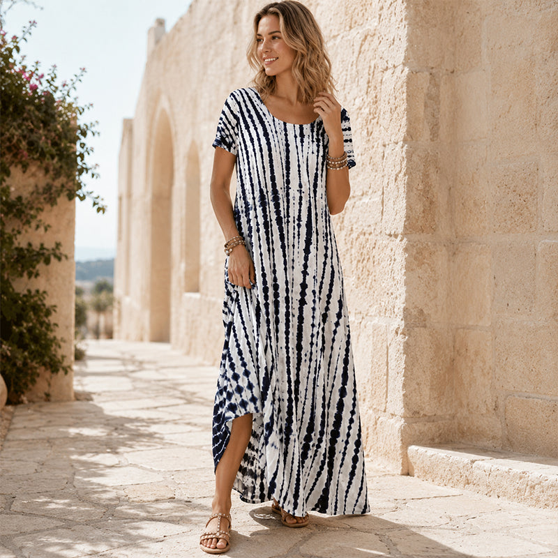 Damen lässig locker sitzendes Batikdruck-Kleid