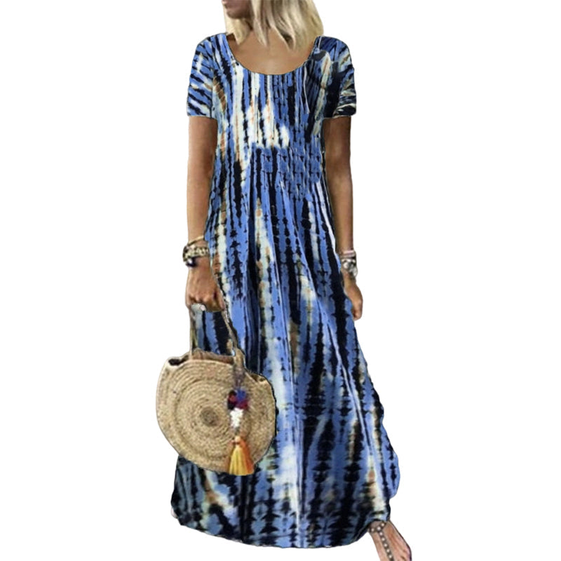 Damen lässig locker sitzendes Batikdruck-Kleid