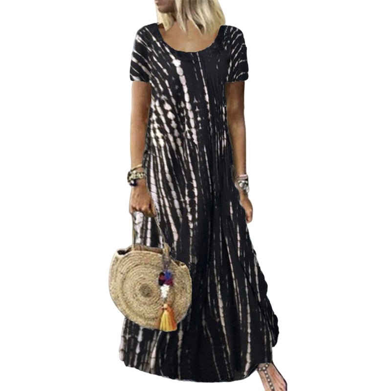 Damen lässig locker sitzendes Batikdruck-Kleid