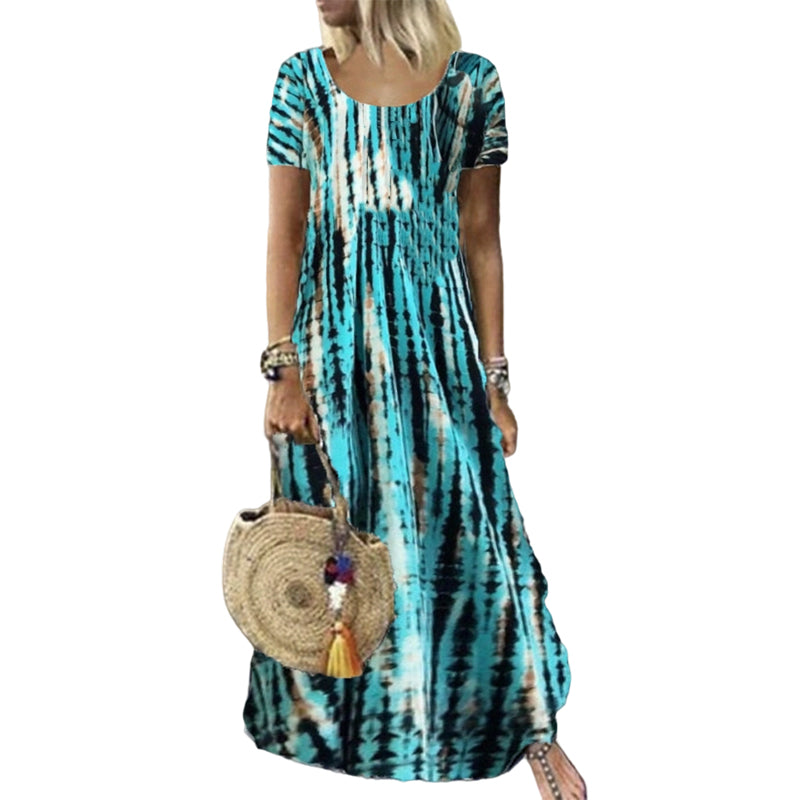 Damen lässig locker sitzendes Batikdruck-Kleid