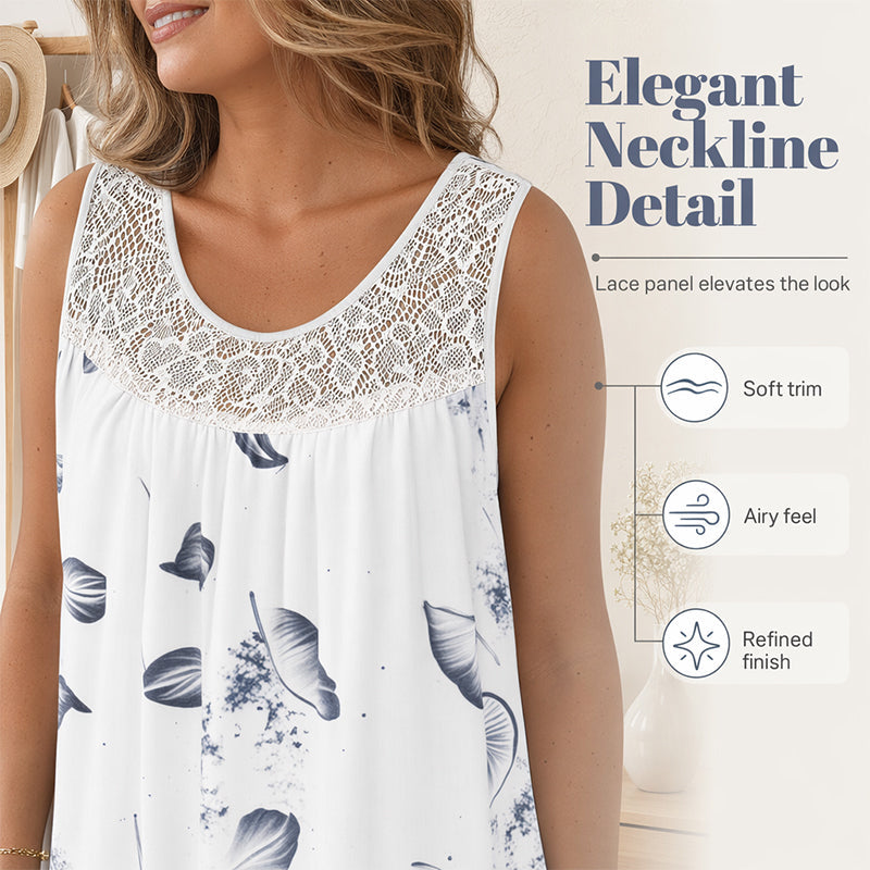 Ärmelloses Damenkleid mit Rundhalsausschnitt und Print