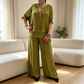 Damen zweiteiliges Weitbein-Hosen-Set