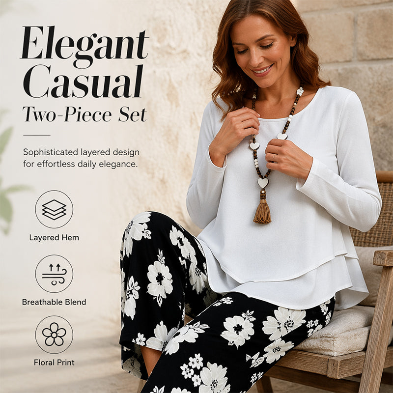 ⌛Zeitlich begrenztes Angebot – Zweiteiliges Freizeit-Set für Damen (Oberteil und Hose)
