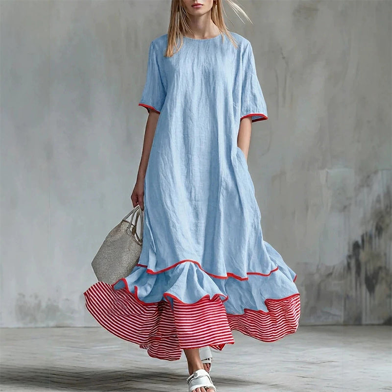 Sommerliches Maxikleid für Damen mit gestuften Rüschen