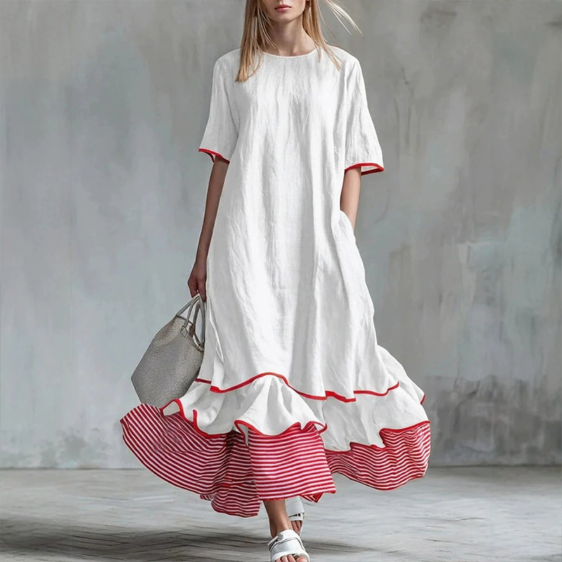 Sommerliches Maxikleid für Damen mit gestuften Rüschen