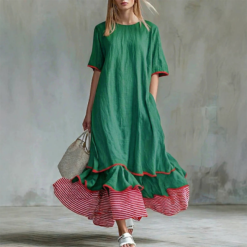 Sommerliches Maxikleid für Damen mit gestuften Rüschen