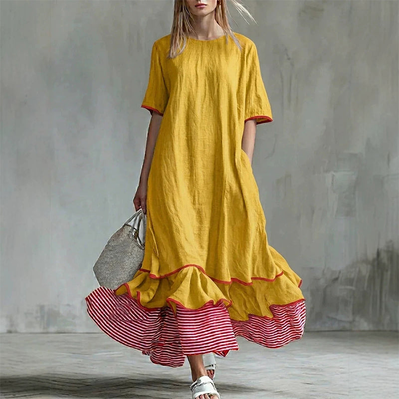 Sommerliches Maxikleid für Damen mit gestuften Rüschen