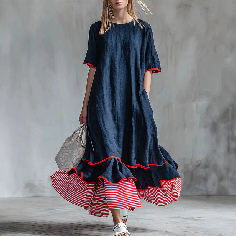 Sommerliches Maxikleid für Damen mit gestuften Rüschen