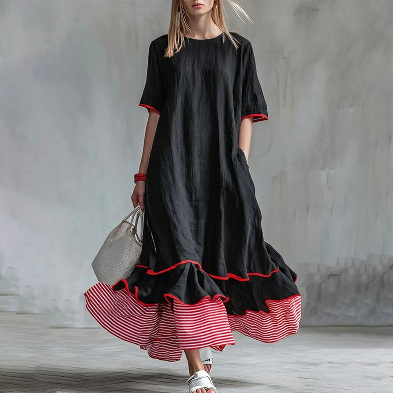 Sommerliches Maxikleid für Damen mit gestuften Rüschen