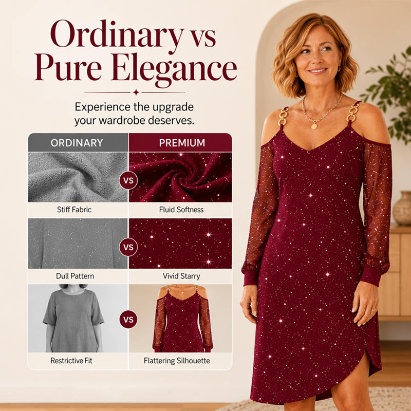 Elegantes schulterfreies Kleid mit Netzärmeln