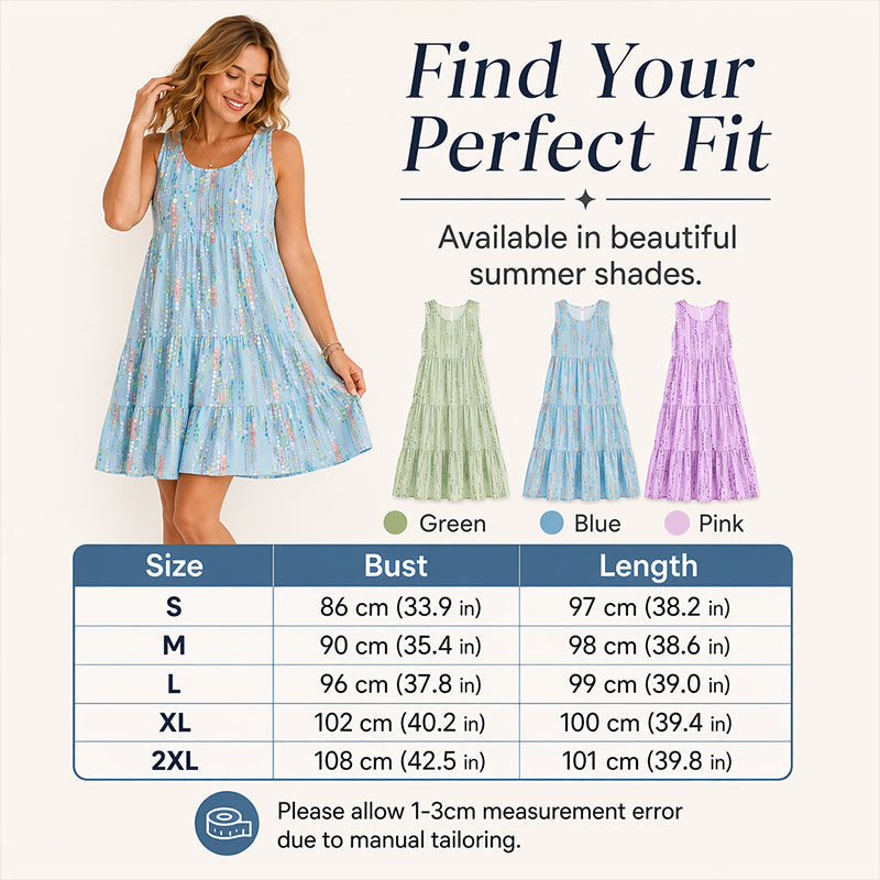 ⌛Zeitlich begrenztes Angebot – Ärmelloses Midi-Kleid für Damen mit Rundhalsausschnitt und Stufenschnitt