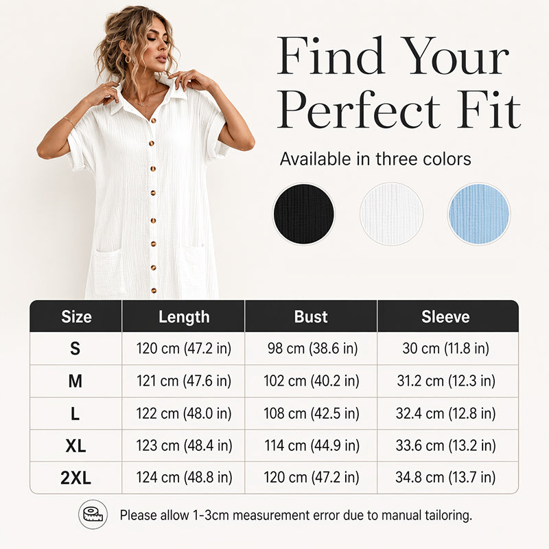 ⌛Zeitlich begrenztes Angebot – Kurzärmeliges Hemdkleid für Damen