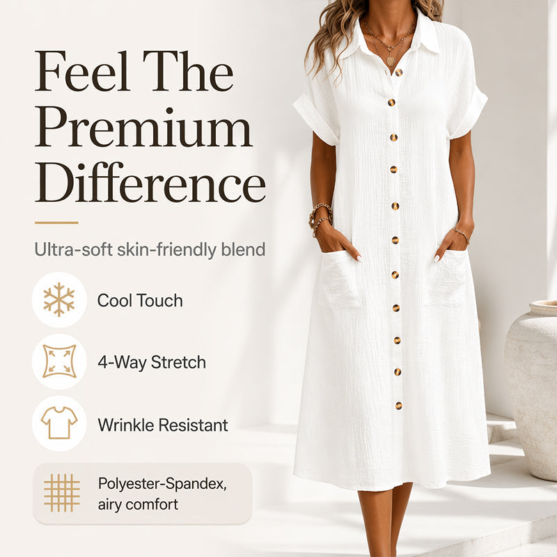 ⌛Zeitlich begrenztes Angebot – Kurzärmeliges Hemdkleid für Damen
