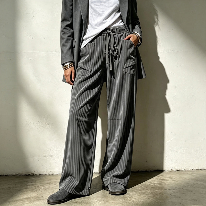 Damen gerippte Kordelzug-Geradehose