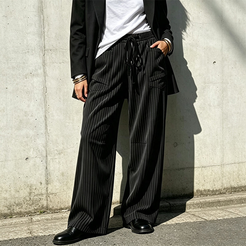Damen gerippte Kordelzug-Geradehose