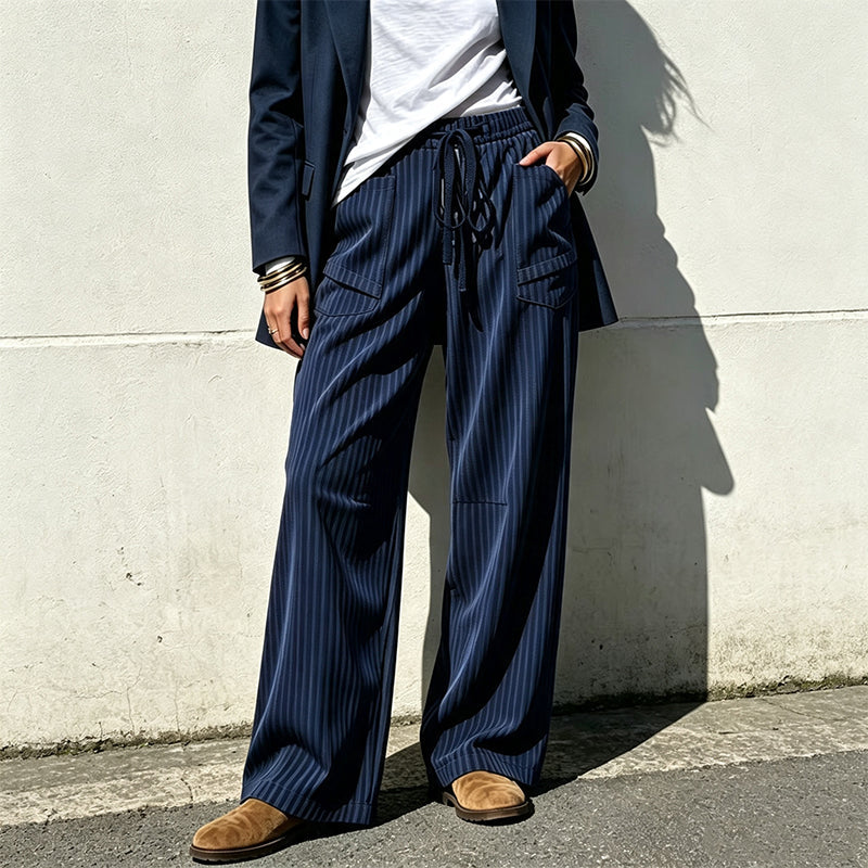 Damen gerippte Kordelzug-Geradehose