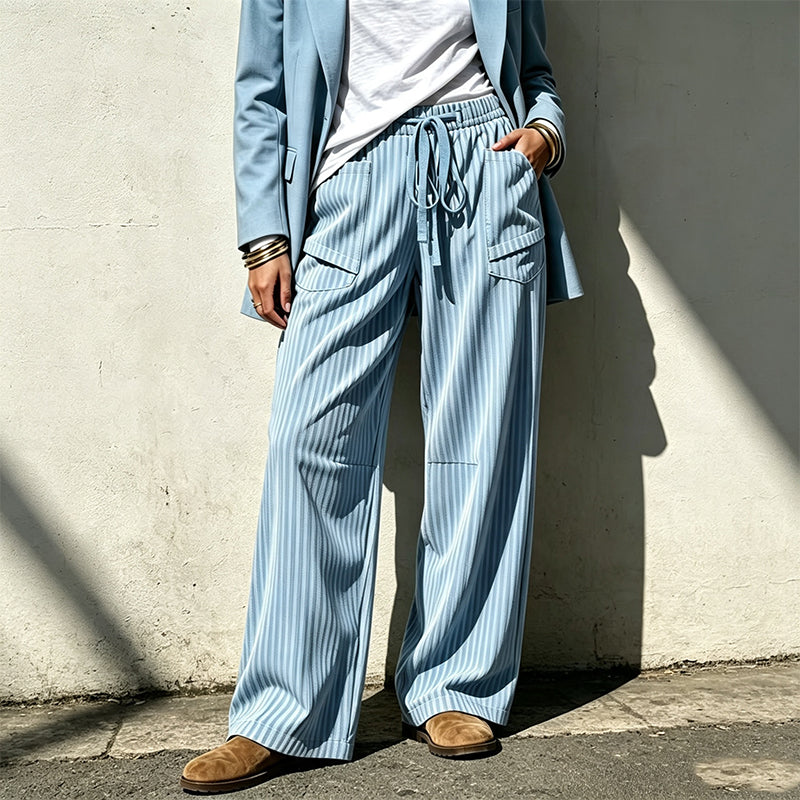 Damen gerippte Kordelzug-Geradehose