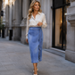 ✨🛍️Neuzugang – Vintage-Denim-Wickelrock – Verstellbarer Verschluss mit Schleife an der Seite und vielseitige Midi-Länge, sowohl für den Tag als auch für den Abend geeignet