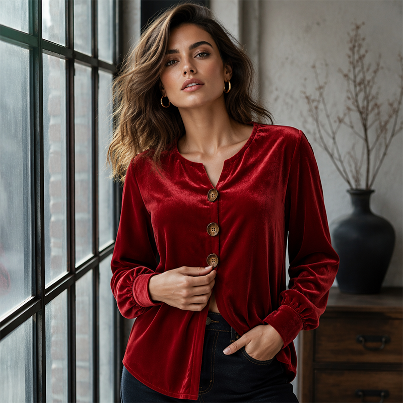 ✨🛍️Neu eingetroffen - Entspannte Samtbluse - Leicht & gepflegter Look für tägliche Eleganz