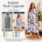 ☀️👗Top-Empfehlung – Lässiges Midi-Kleid mit Blumenmuster und V-Ausschnitt – Weicher Fall und romantisches Muster