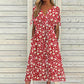 ☀️👗Top-Empfehlung – Lässiges Midi-Kleid mit Blumenmuster und V-Ausschnitt – Weicher Fall und romantisches Muster