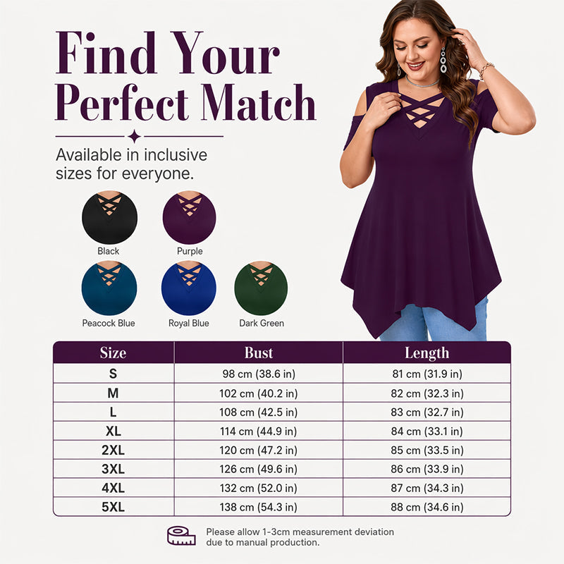 Damen Cold-Shoulder-Criss-Cross-Oberteil