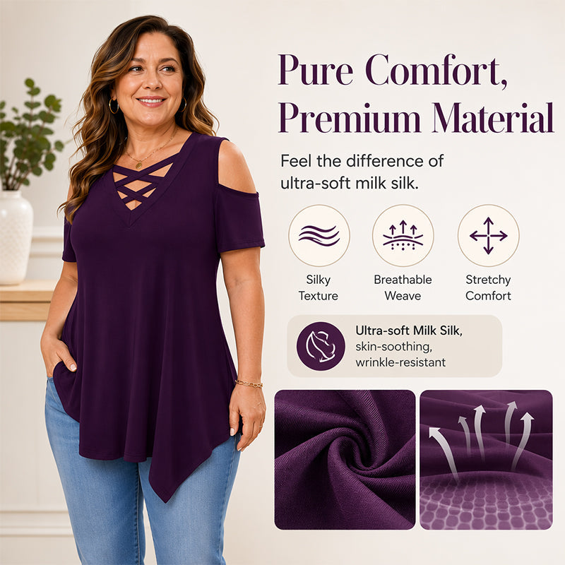 Damen Cold-Shoulder-Criss-Cross-Oberteil