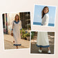 Damen-Midi-Kleid aus Denim-Patchwork-Strick