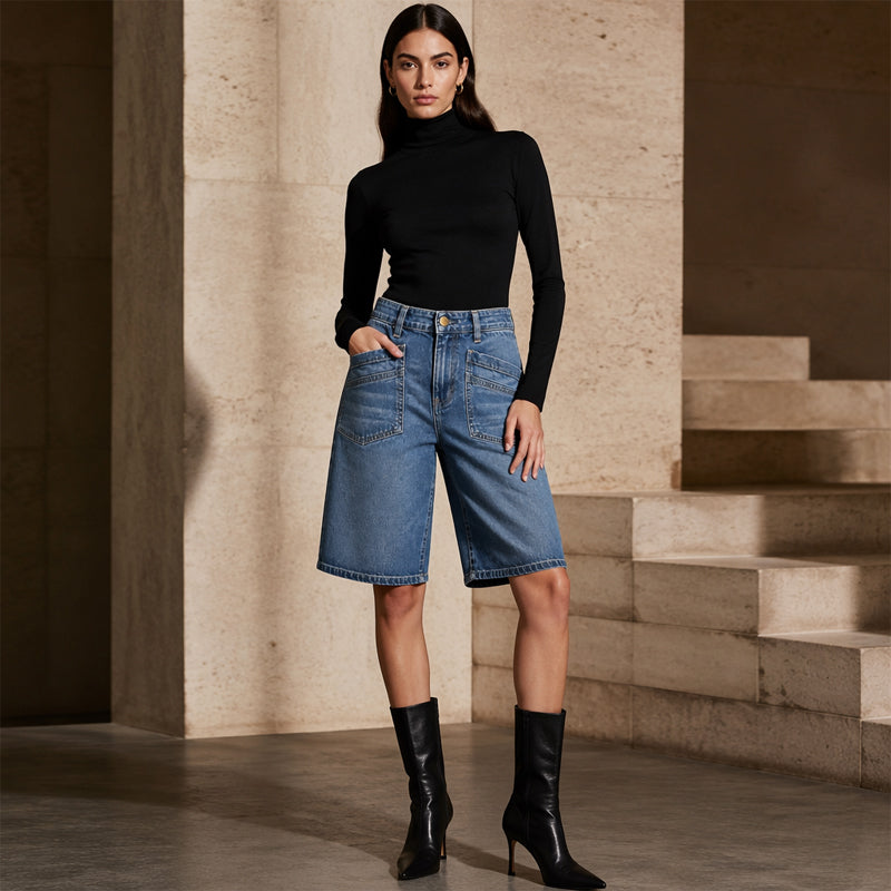 Klassische, kurz geschnittene Jeans mit geradem Bein für Damen