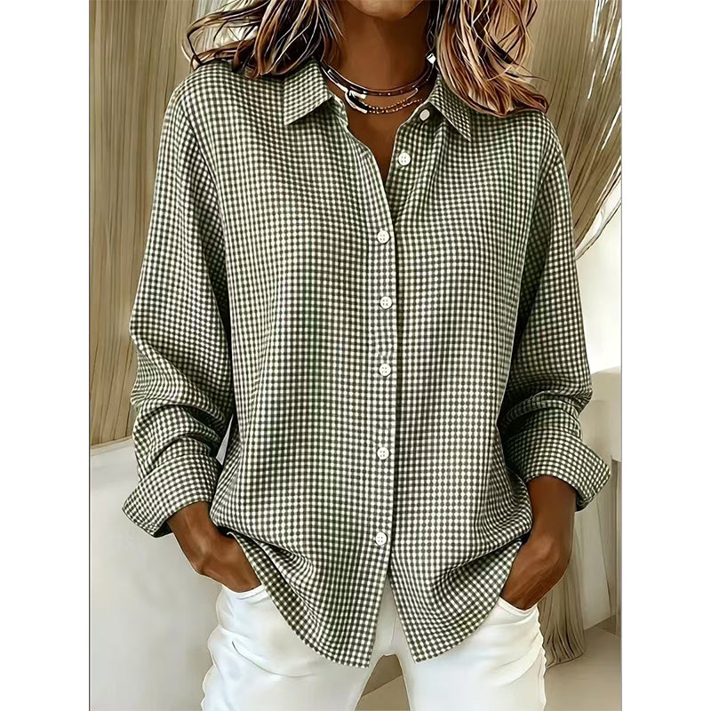 🔥Beliebtes Produkt ！✨Langärmliges Retro-Karo-Oberteil für Damen