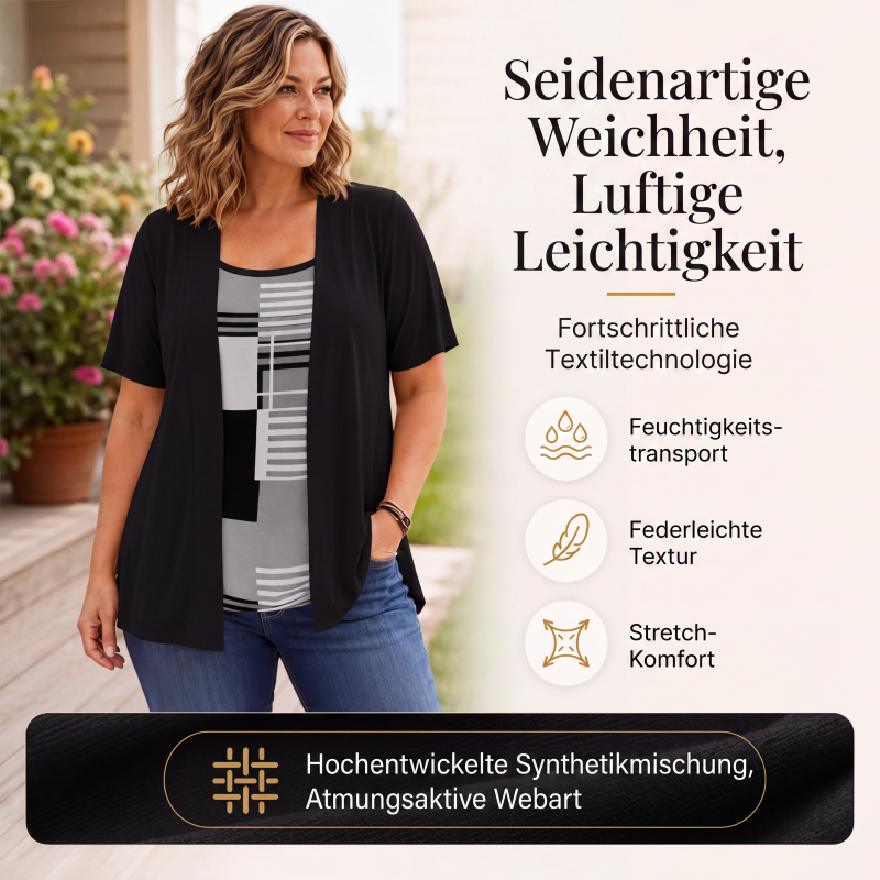 📢📢50%Rabatt!!!🎉✨Damen-Oberteil im Farbblock-Design, Fake-Layer-Look