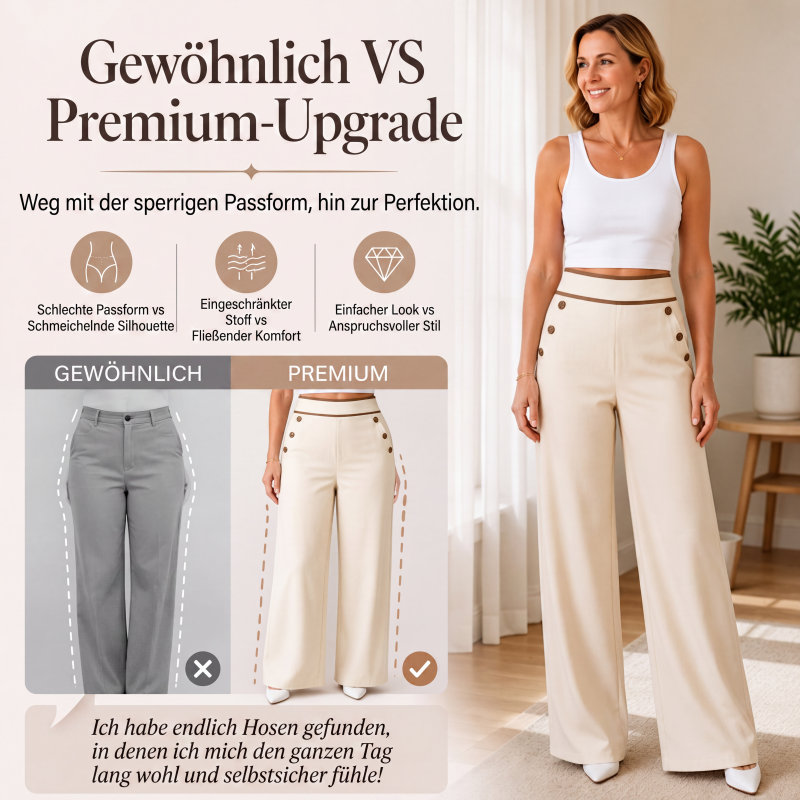 📢📢50%Rabatt!!!🎉✨Damen-Hochweitbund-Hosen mit kontrastierenden Besätzen