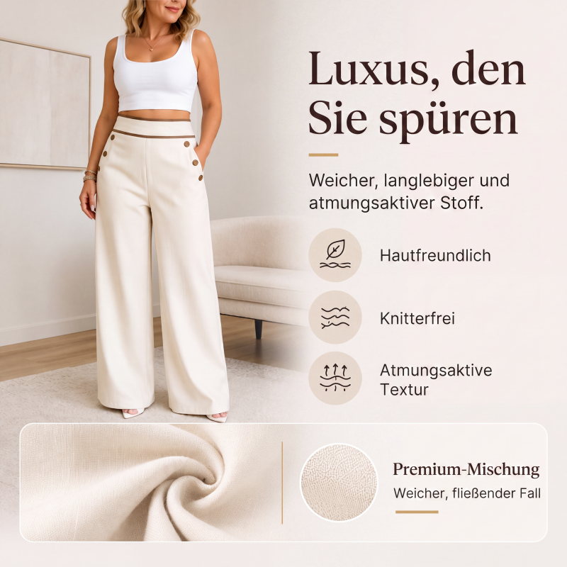 📢📢50%Rabatt!!!🎉✨Damen-Hochweitbund-Hosen mit kontrastierenden Besätzen