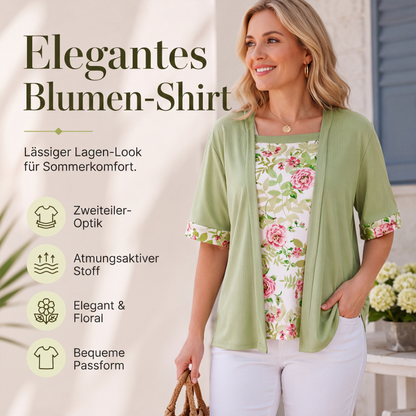 Sommerliches Fake-2-Teiler-Oberteil mit Blumenprint für Damen