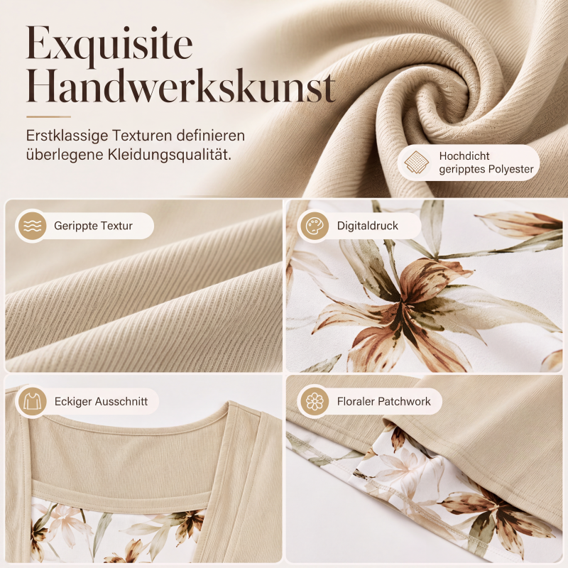 Sommerliches Fake-2-Teiler-Oberteil mit Blumenprint für Damen