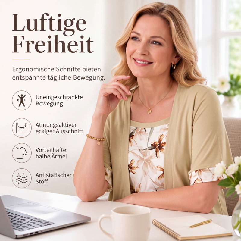 Sommerliches Fake-2-Teiler-Oberteil mit Blumenprint für Damen