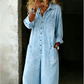 Damen lässiger Langarm-Denim-Jumpsuit