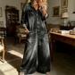 Damen lässiger Langarm-Denim-Jumpsuit