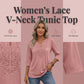 ☀️👚Top-Empfehlung – Bluse mit V-Ausschnitt und Spitzenbesatz – atmungsaktiver Stoff und figurschmeichelnder Fall für Arbeit oder Wochenende 🌿