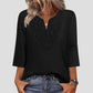 ☀️👚Top-Empfehlung – Bluse mit V-Ausschnitt und Spitzenbesatz – atmungsaktiver Stoff und figurschmeichelnder Fall für Arbeit oder Wochenende 🌿