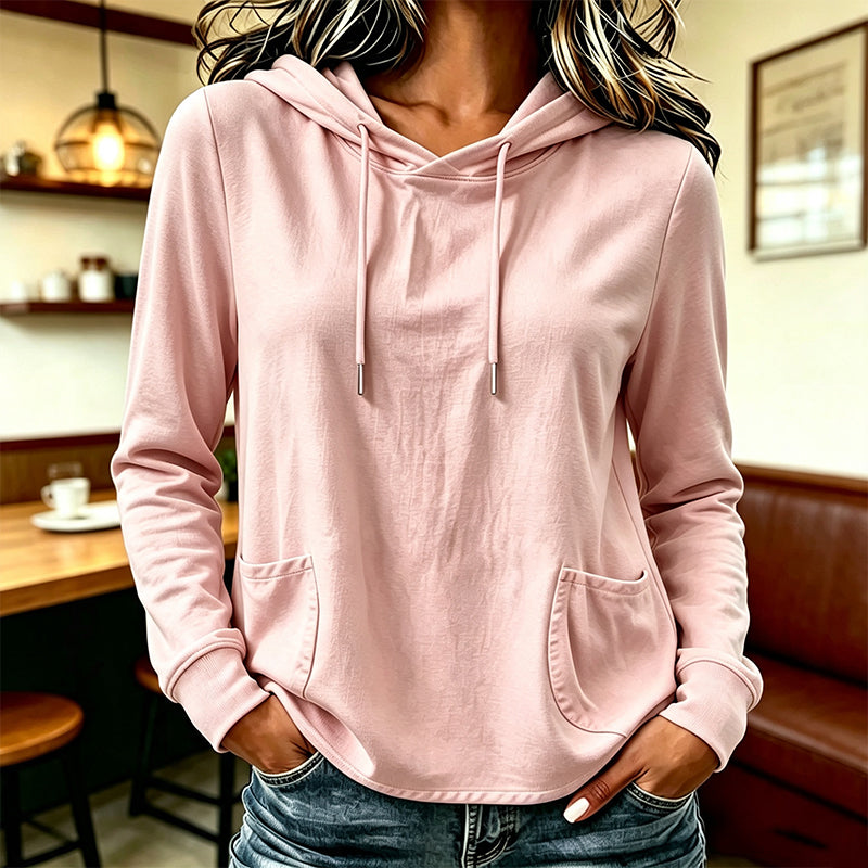 Damen lässiger Hoodie mit Kordelzug und Taschen.