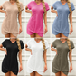 Damen-Minikleid mit kurzen Ärmeln und V-Ausschnitt